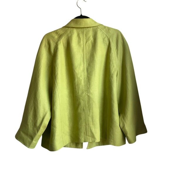 Talbots Large Jacket Blazer Lime Green Chartreuse Pure Irish Linen Old Money - Picture 2 of 11
